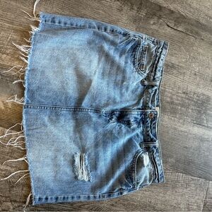 True Craft Distressed Blue Denim Skirt